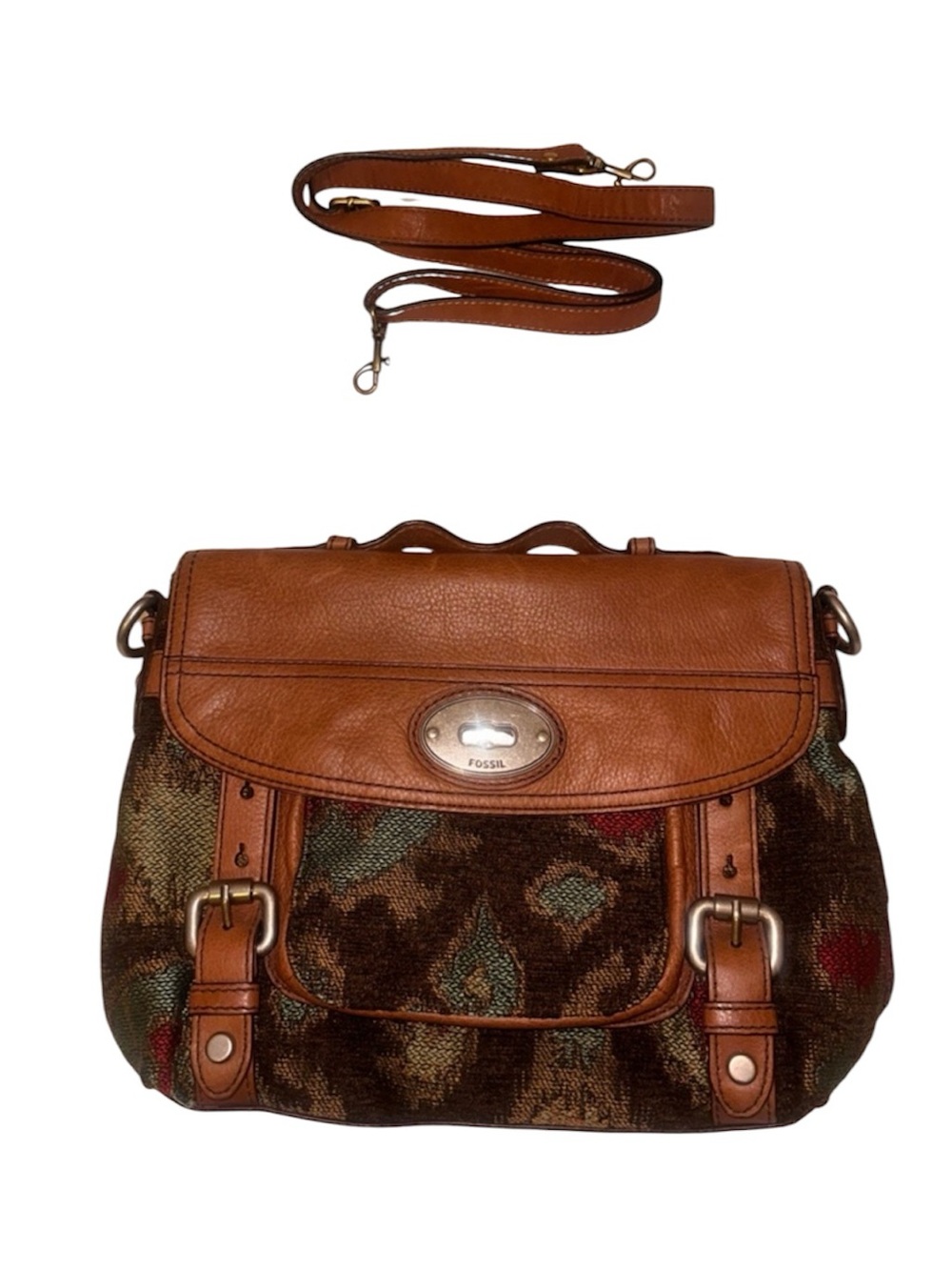 RARE Fossil Y2K Tapestry Maddox Satchel Leather Purse